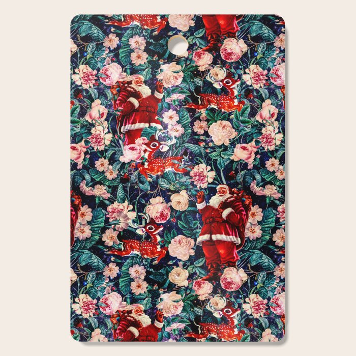 Santa Claus and Floral Pattern Cutting Board Gallery Image 1