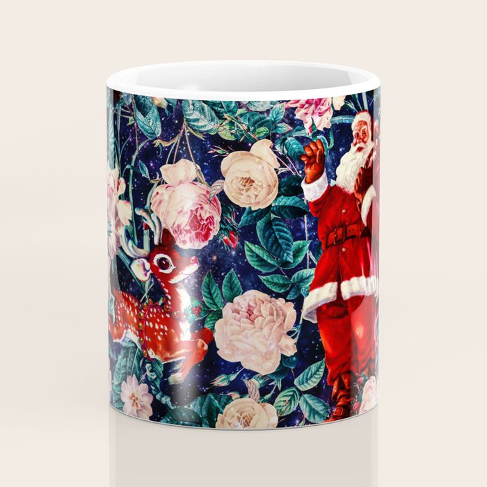 Santa Claus and Floral Pattern Coffee Mug Gallery Image 4