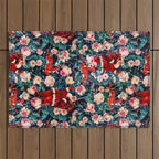 Santa Claus and Floral Pattern Outdoor Rug Gallery Image 1