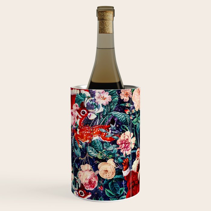 Santa Claus and Floral Pattern Wine Chiller Gallery Image 1