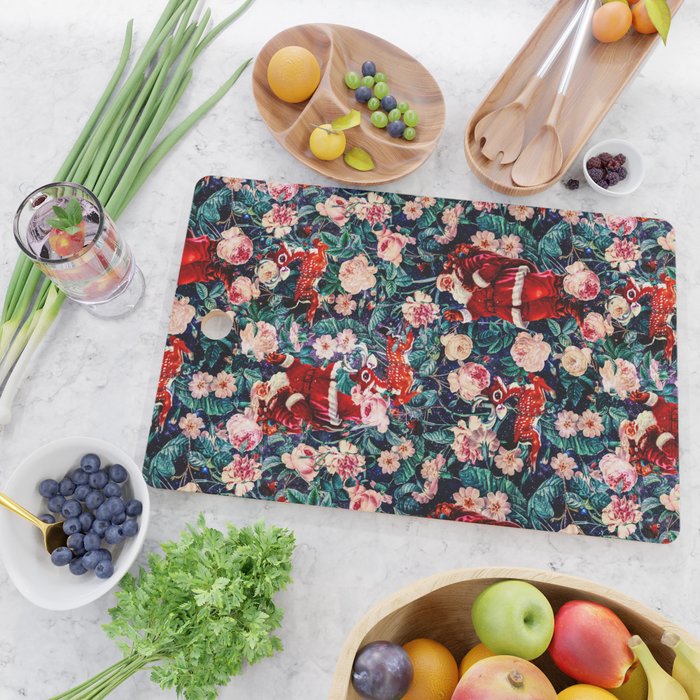 Santa Claus and Floral Pattern Cutting Board Gallery Image 2