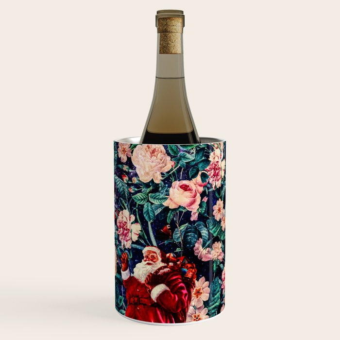 Santa Claus and Floral Pattern Wine Chiller Gallery Image 3