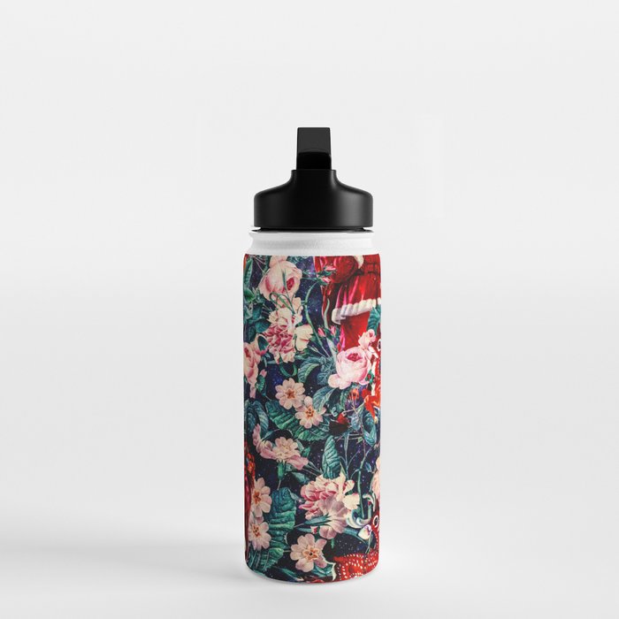 Santa Claus and Floral Pattern Water Bottle Gallery Image 3