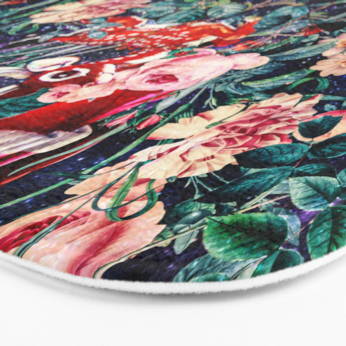 Santa Claus and Floral Pattern Bath Mat Gallery Image 3