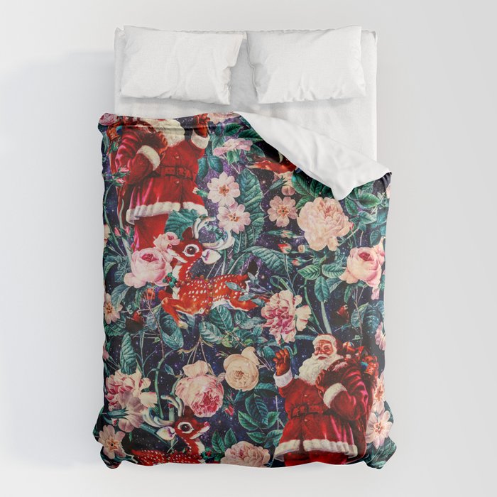 Santa Claus and Floral Pattern Duvet Cover Gallery Image 6