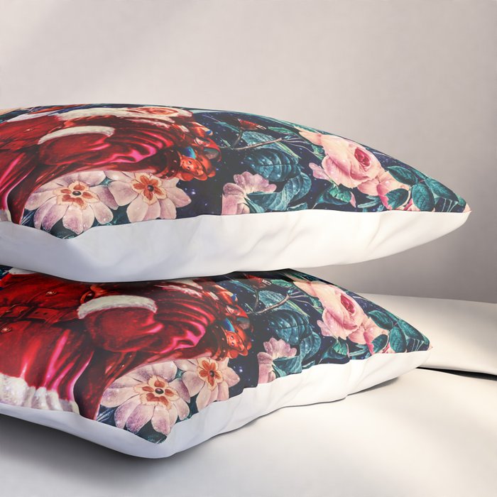 Santa Claus and Floral Pattern Pillow Sham Gallery Image 3