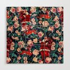 Santa Claus and Floral Pattern Wood Wall Art Gallery Image 1