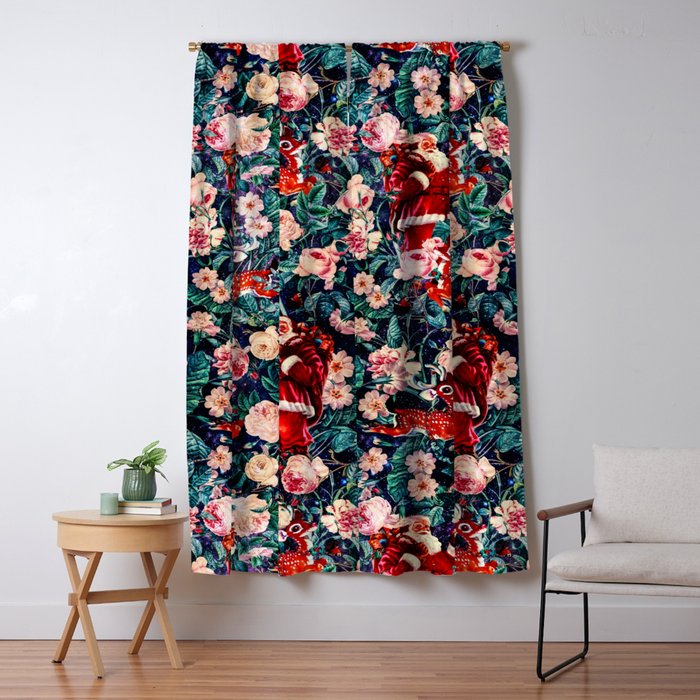 Santa Claus and Floral Pattern Window Curtain Gallery Image 5