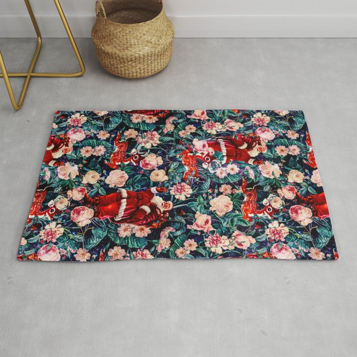 Santa Claus and Floral Pattern Rug Gallery Image 1