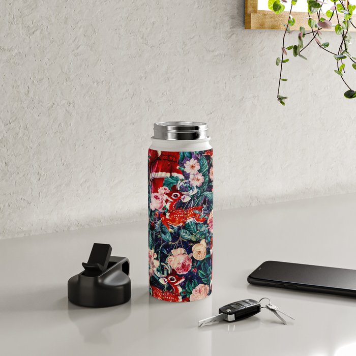 Santa Claus and Floral Pattern Water Bottle Gallery Image 5