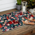 Santa Claus and Floral Pattern Outdoor Rug Gallery Image 2