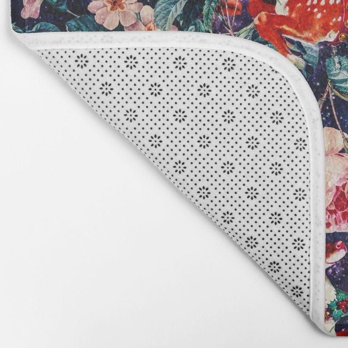 Santa Claus and Floral Pattern Bath Mat Gallery Image 2