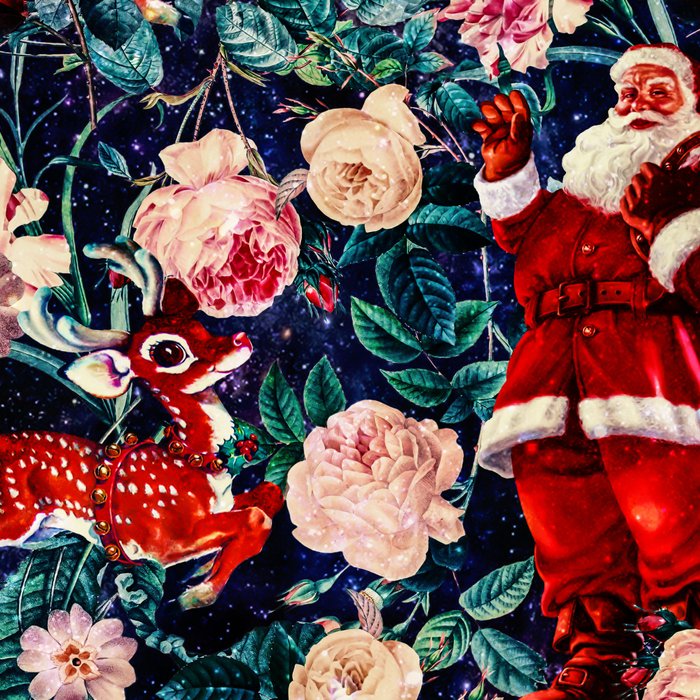 Santa Claus and Floral Pattern Coffee Mug Gallery Image 2