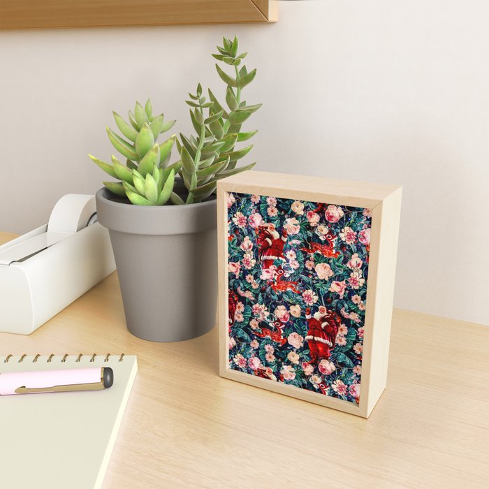 Santa Claus and Floral Pattern Mini Art Print Gallery Image 2