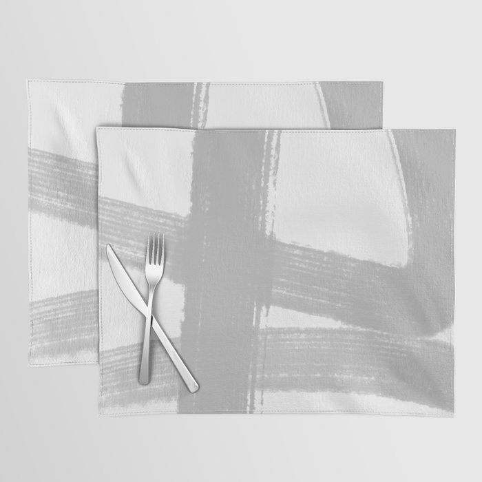 Abstract Minimalist Painted Brushstrokes 1 in Light Gray Placemat Gallery Image 1