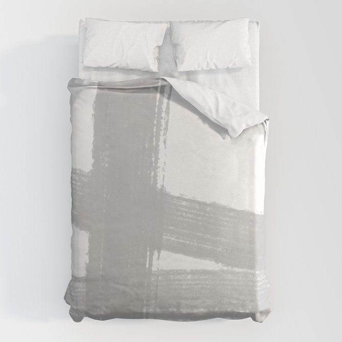 Abstract Minimalist Painted Brushstrokes 1 in Light Gray Duvet Cover Gallery Image 6
