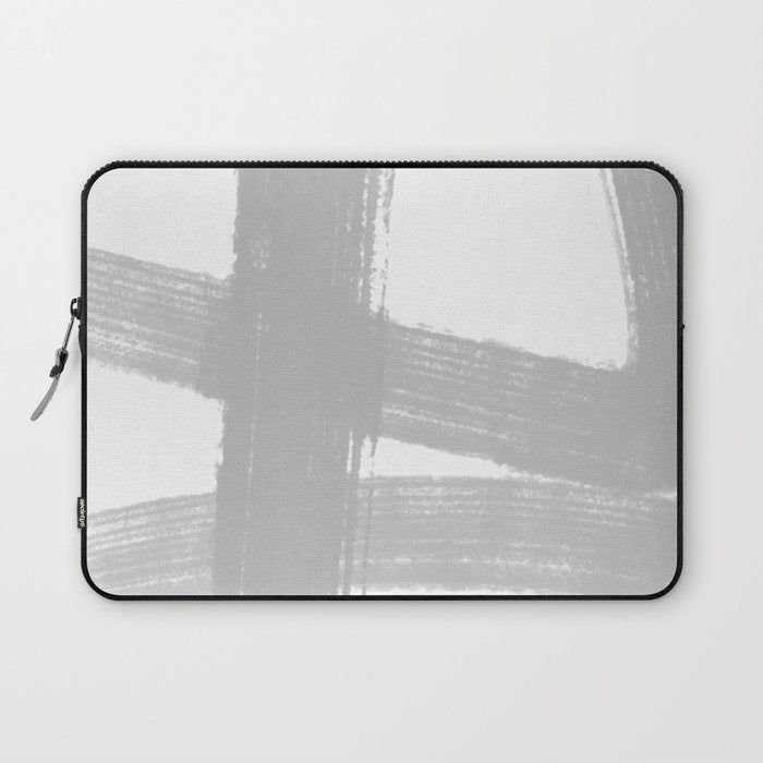Abstract Minimalist Painted Brushstrokes 1 in Light Gray Laptop Sleeve Gallery Image 1