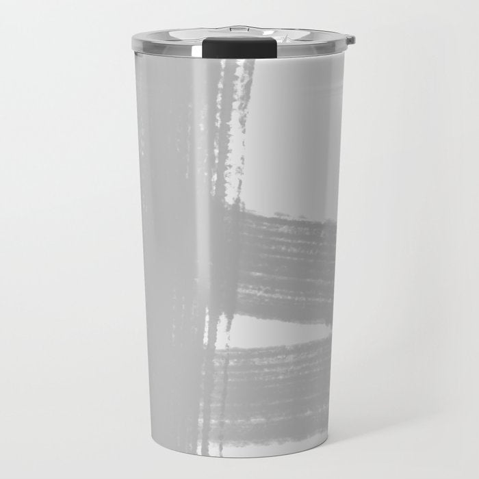 Abstract Minimalist Painted Brushstrokes 1 in Light Gray Travel Mug Gallery Image 1