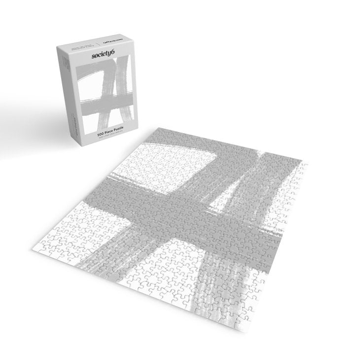 Abstract Minimalist Painted Brushstrokes 1 in Light Gray Jigsaw Puzzle Gallery Image 2