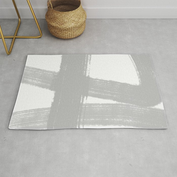 Abstract Minimalist Painted Brushstrokes 1 in Light Gray Rug Gallery Image 1