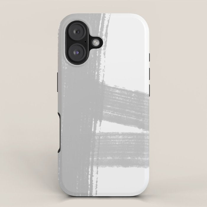 Abstract Minimalist Painted Brushstrokes 1 in Light Gray iPhone Case Gallery Image 1