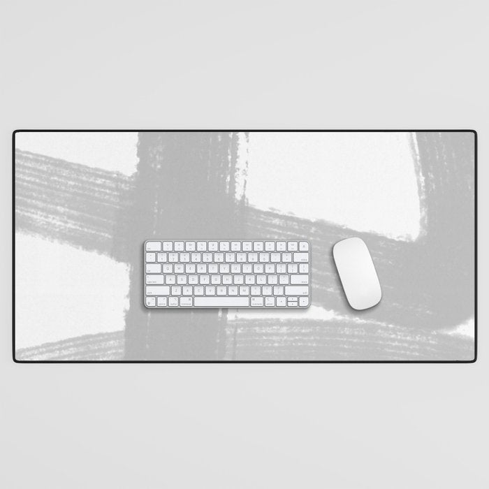 Abstract Minimalist Painted Brushstrokes 1 in Light Gray Desk Mat Gallery Image 1