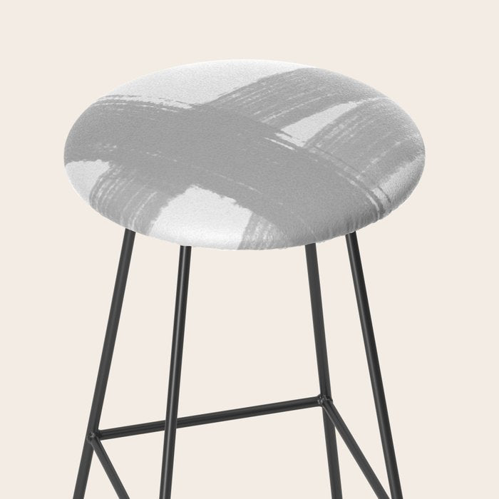 Abstract Minimalist Painted Brushstrokes 1 in Light Gray Stool Gallery Image 2