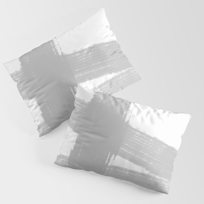 Abstract Minimalist Painted Brushstrokes 1 in Light Gray Pillow Sham Gallery Image 1