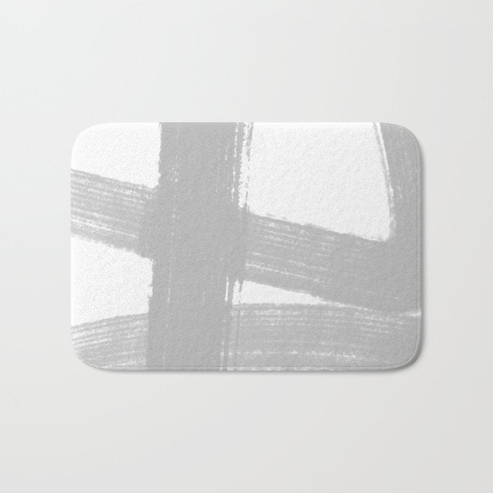 Abstract Minimalist Painted Brushstrokes 1 in Light Gray Bath Mat Gallery Image 1