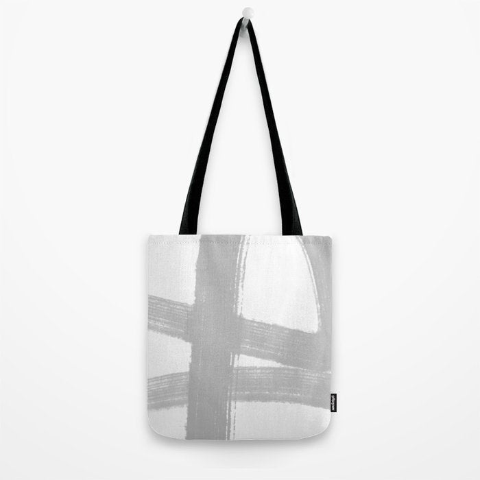 Abstract Minimalist Painted Brushstrokes 1 in Light Gray Tote Bag Gallery Image 2