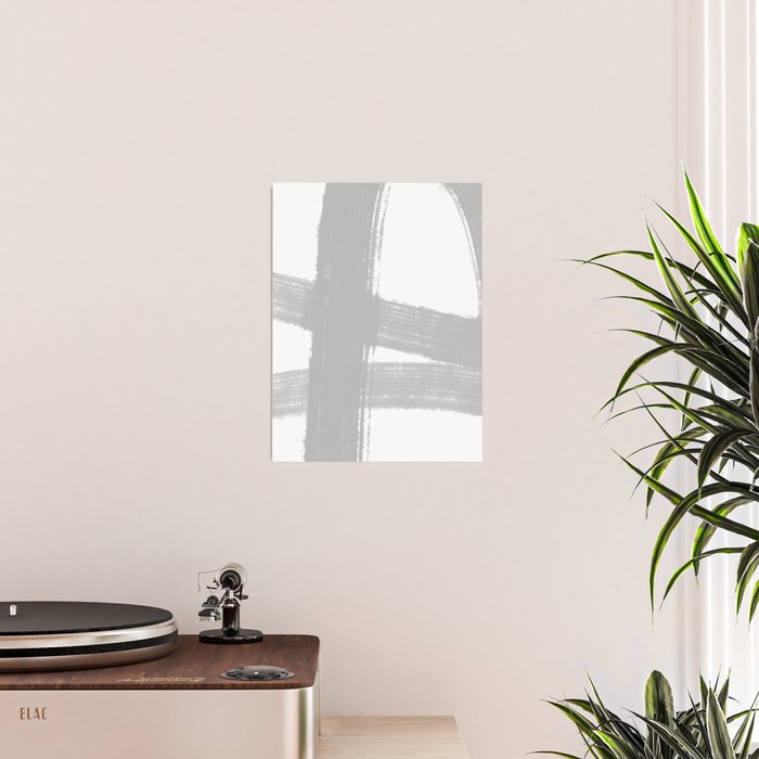 Abstract Minimalist Painted Brushstrokes 1 in Light Gray Poster Gallery Image 2