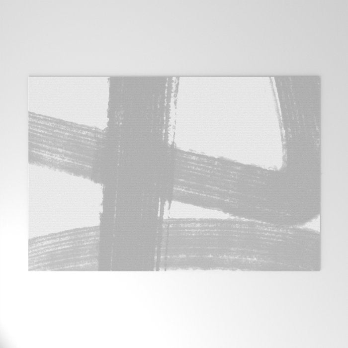Abstract Minimalist Painted Brushstrokes 1 in Light Gray Welcome Mat Gallery Image 1
