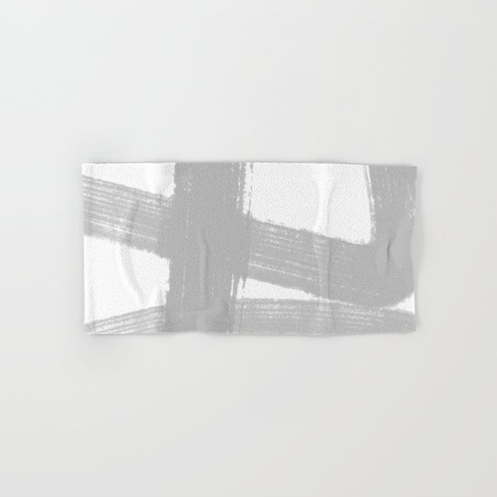 Abstract Minimalist Painted Brushstrokes 1 in Light Gray Bath Towel Gallery Image 1