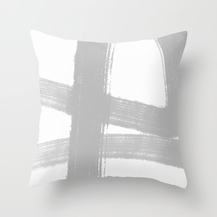 Abstract Minimalist Painted Brushstrokes 1 in Light Gray Throw Pillow Gallery Image 6