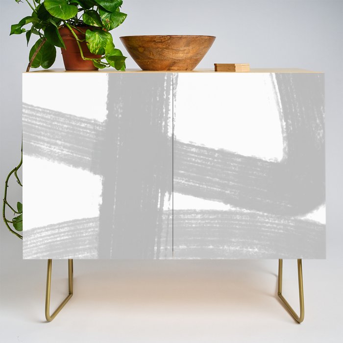 Abstract Minimalist Painted Brushstrokes 1 in Light Gray Credenza Gallery Image 1