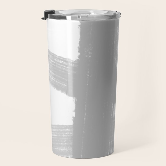 Abstract Minimalist Painted Brushstrokes 1 in Light Gray Travel Mug Gallery Image 3