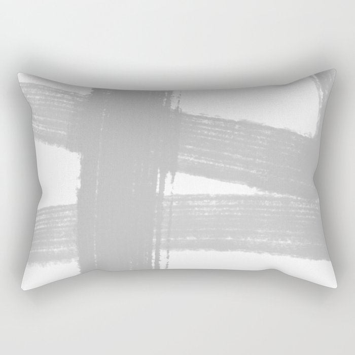 Abstract Minimalist Painted Brushstrokes 1 in Light Gray Rectangular Pillow Gallery Image 1
