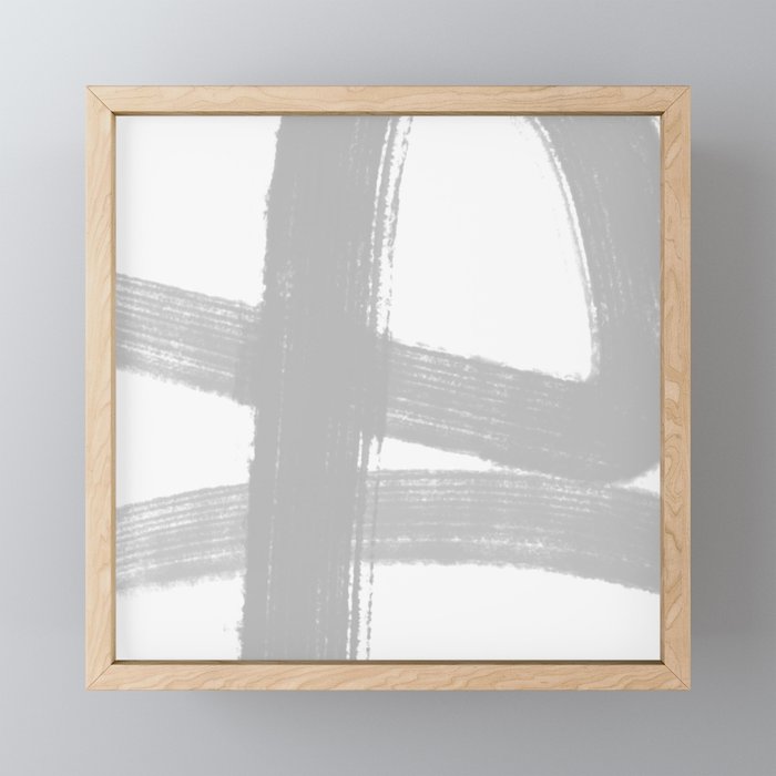 Abstract Minimalist Painted Brushstrokes 1 in Light Gray Mini Art Print Gallery Image 1