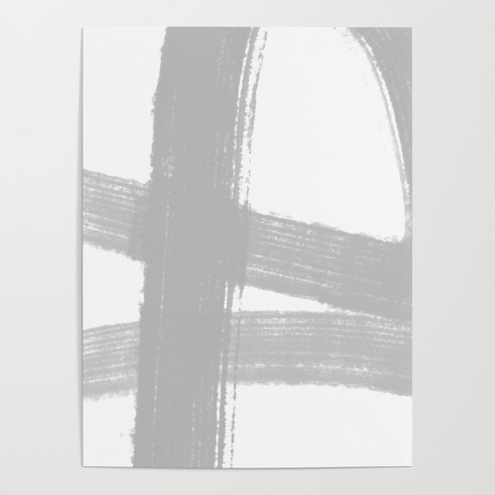 Abstract Minimalist Painted Brushstrokes 1 in Light Gray Poster Gallery Image 4