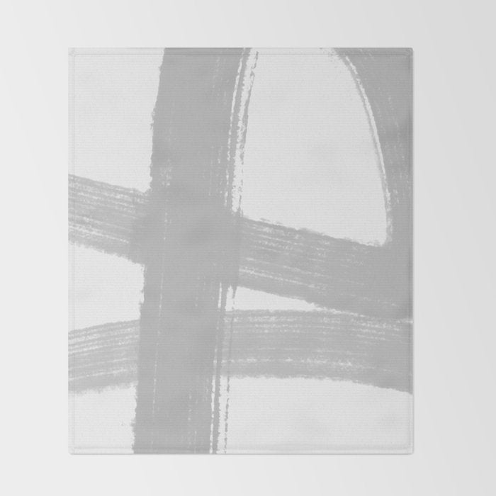 Abstract Minimalist Painted Brushstrokes 1 in Light Gray Throw Blanket Gallery Image 2
