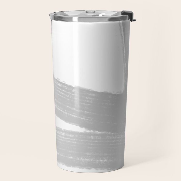 Abstract Minimalist Painted Brushstrokes 1 in Light Gray Travel Mug Gallery Image 2