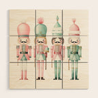 Mint and Pink Watercolor Nutcracker Soldiers Wood Wall Art Gallery Image 1