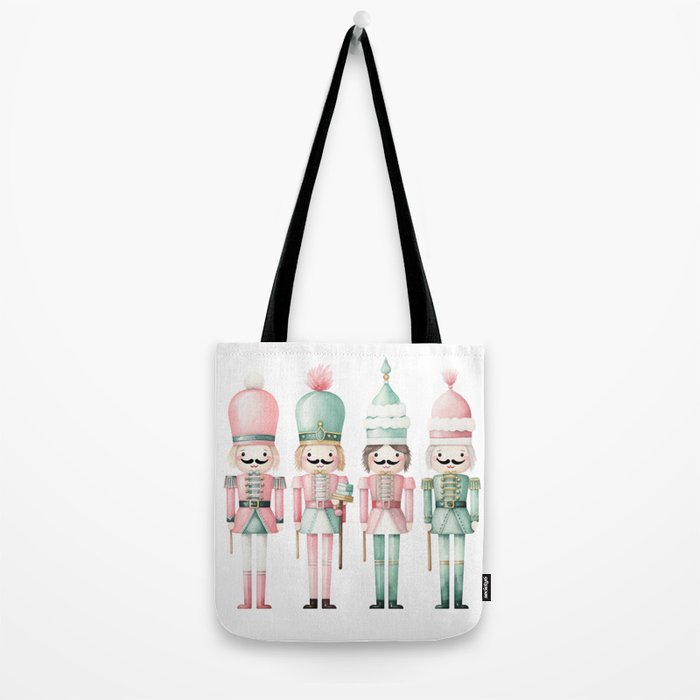Mint and Pink Watercolor Nutcracker Soldiers Tote Bag Gallery Image 2