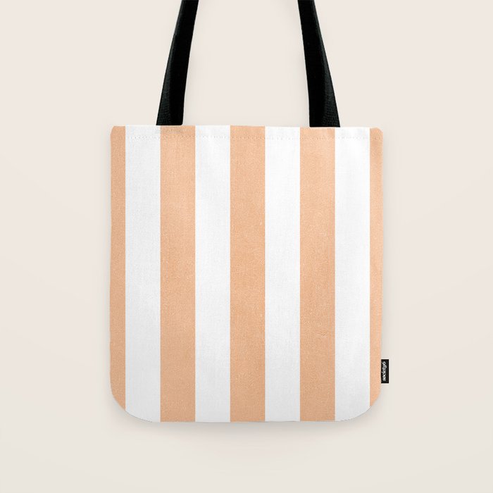 Minimal candy pastel stripes 2. Peach fuzz Tote Bag Gallery Image 1