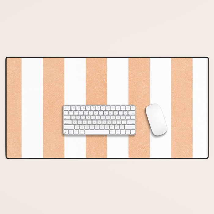 Minimal candy pastel stripes 2. Peach fuzz Desk Mat Gallery Image 1