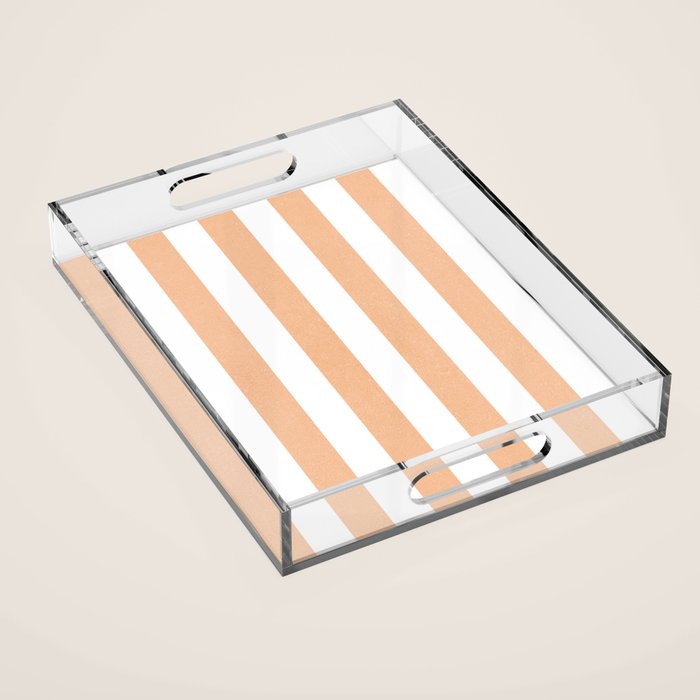 Minimal candy pastel stripes 2. Peach fuzz Acrylic Tray Gallery Image 1