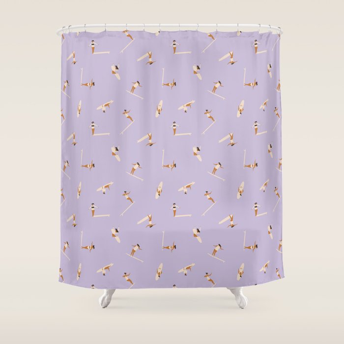 Surf girls in violet Shower Curtain Gallery Image 1
