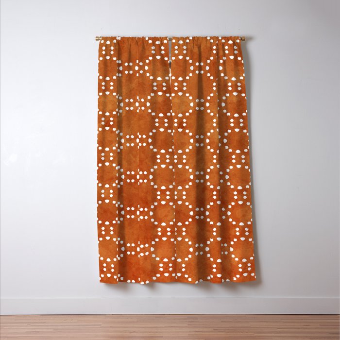 Abstract, Boho, Geometric Pattern, Terracotta Window Curtain Gallery Image 3