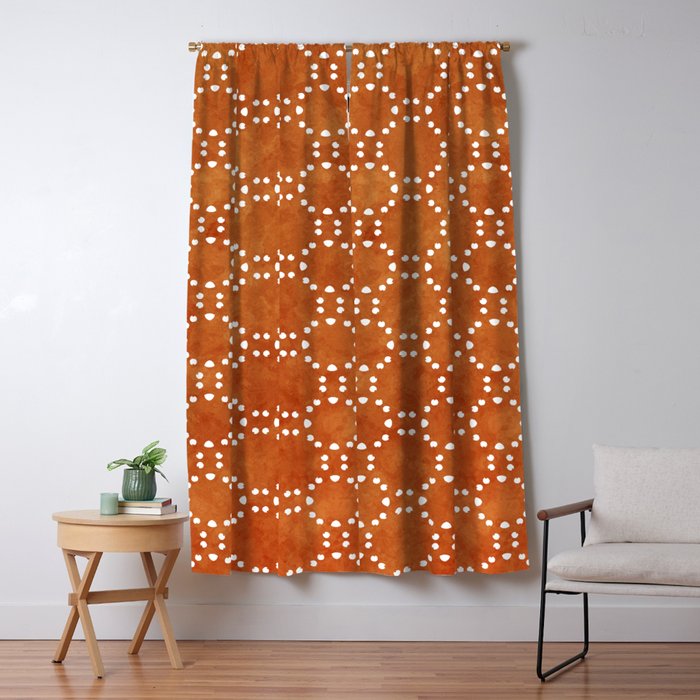 Abstract, Boho, Geometric Pattern, Terracotta Window Curtain Gallery Image 5