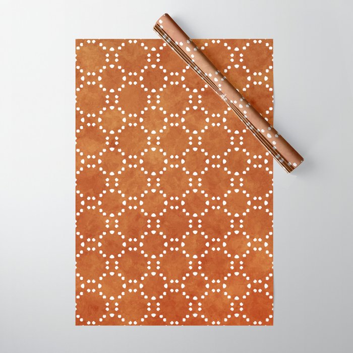 Abstract, Boho, Geometric Pattern, Terracotta Wrapping Paper Gallery Image 1